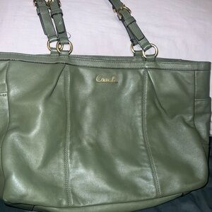 Coach Olive Green Leather Shoulder Bag